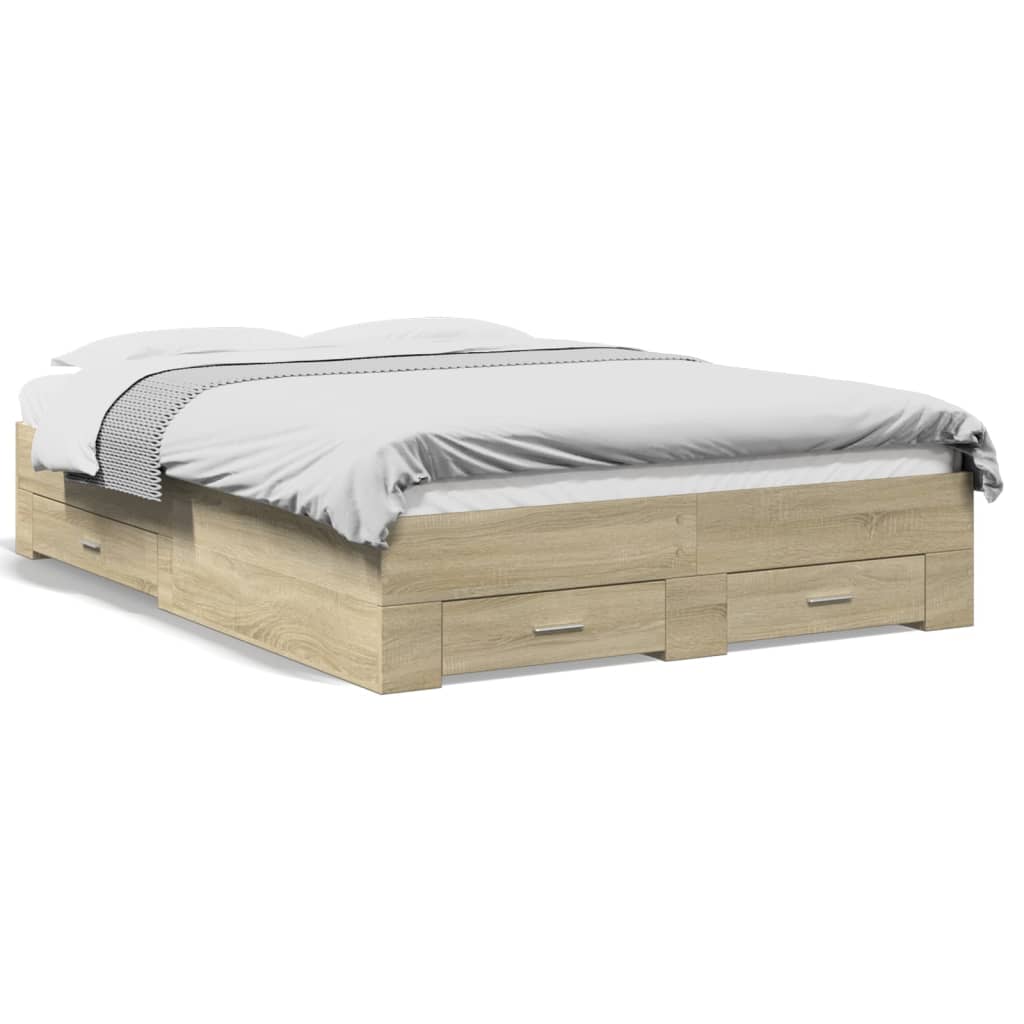 vidaXL Estrutura de cama c/ gavetas derivados madeira carvalho sonoma