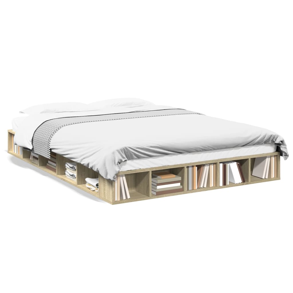 vidaXL Estrutura de cama 150x200 cm derivados madeira carvalho sonoma