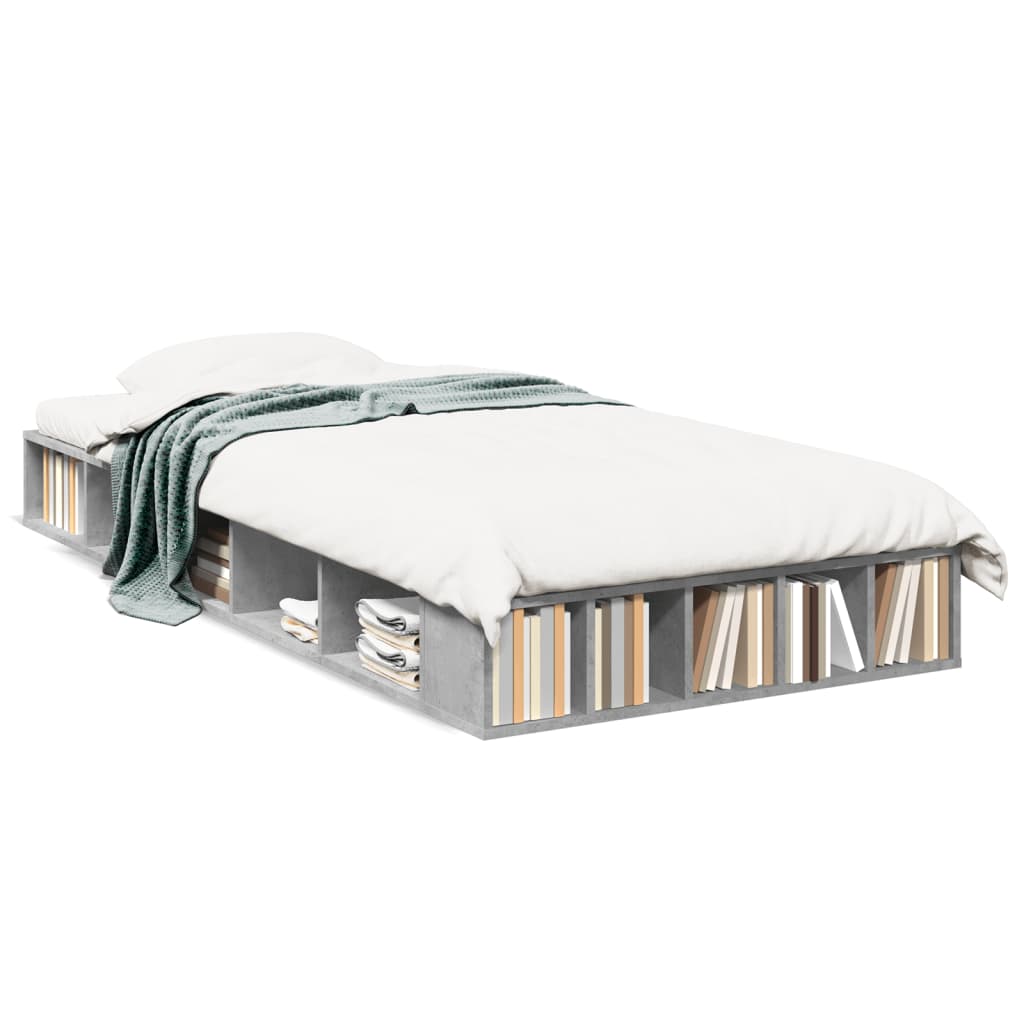 vidaXL Estrutura de cama 90x190 cm derivados de madeira cinza cimento