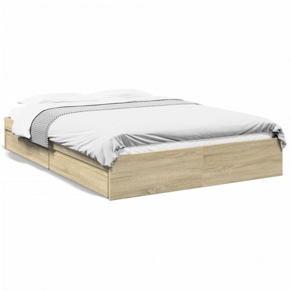vidaXL Estrutura de Cama com Gavetas Derivados Madeira Carvalho Sonoma - 1045705065
