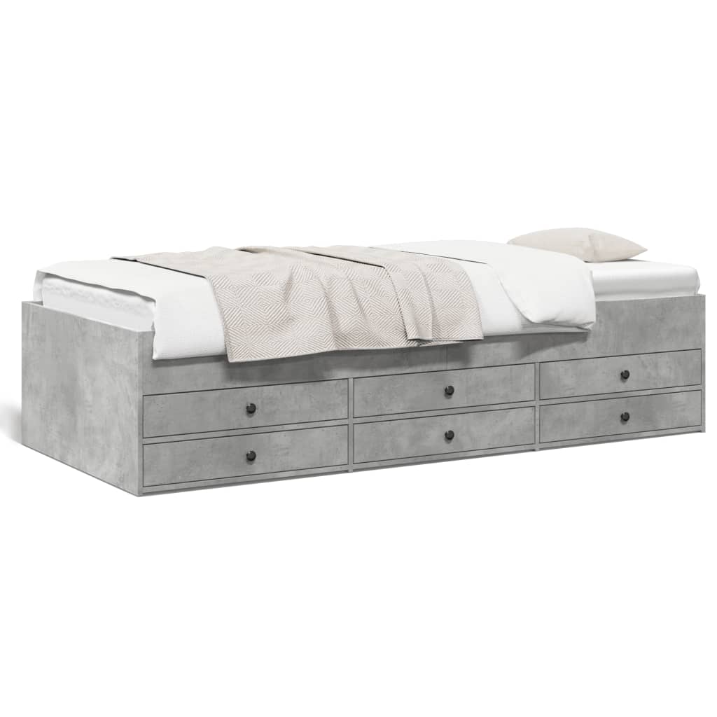 vidaXL Sofá-cama com gavetas sem colchão 90x190 cm cinzento cimento