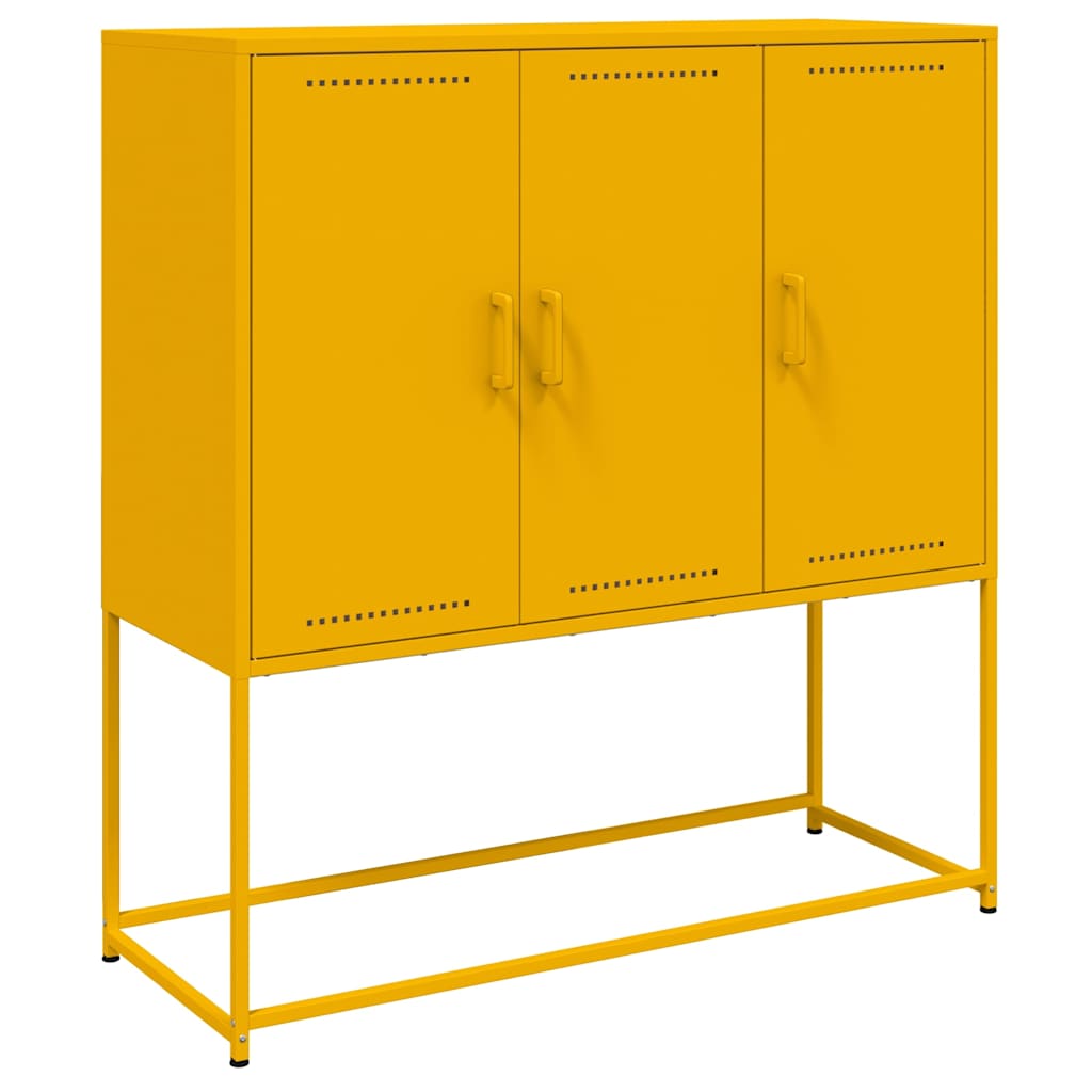 vidaXL Aparador alto 100,5x39x107 cm aço amarelo mostarda
