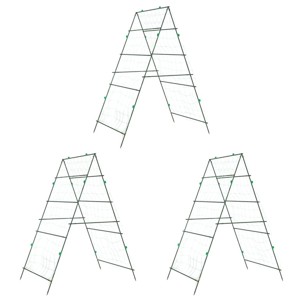 vidaXL Treliças jardim p/ plantas trepadeiras 3 pcs estrutura em A aço