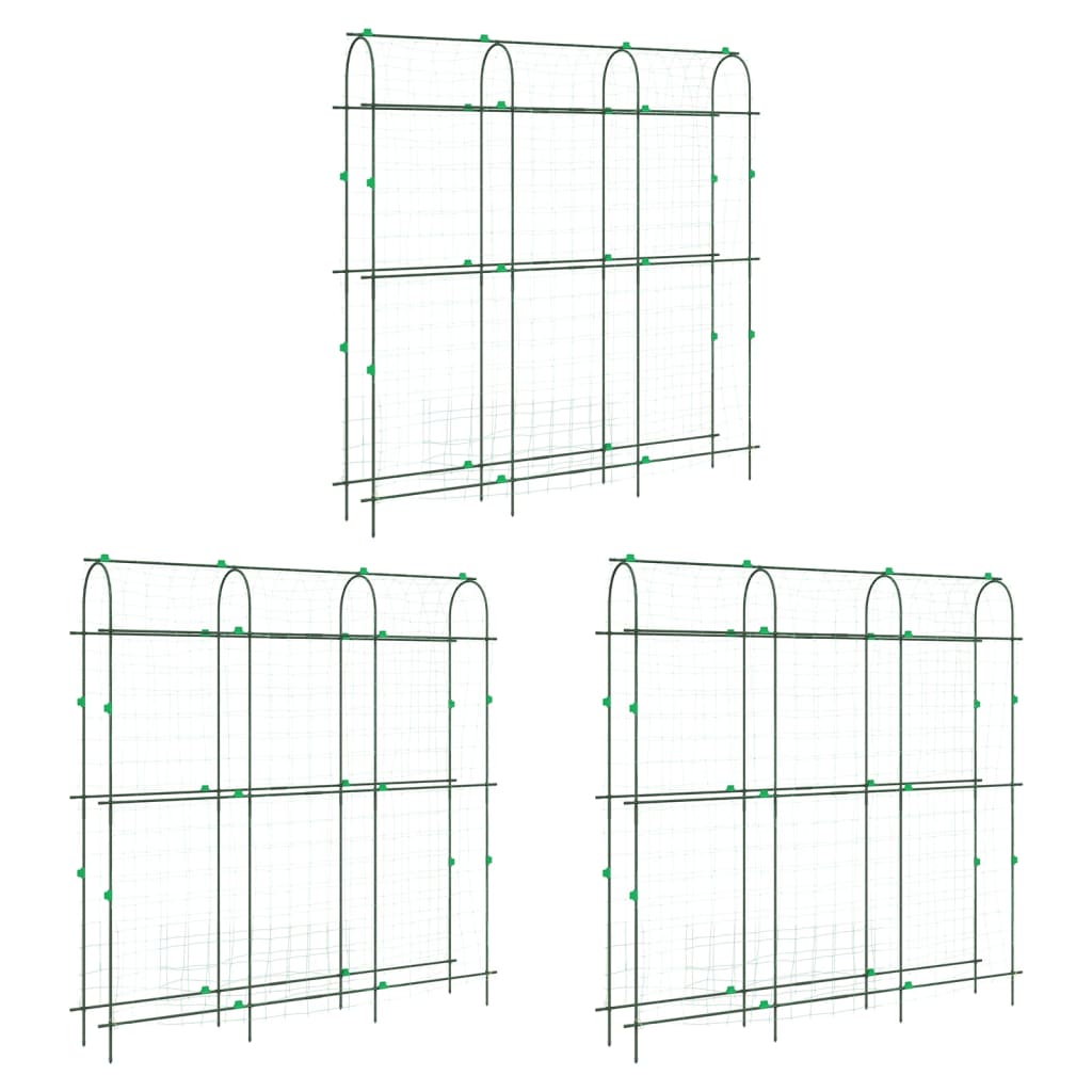 vidaXL Treliças jardim p/ plantas trepadeiras 3 pcs estrutura em U aço