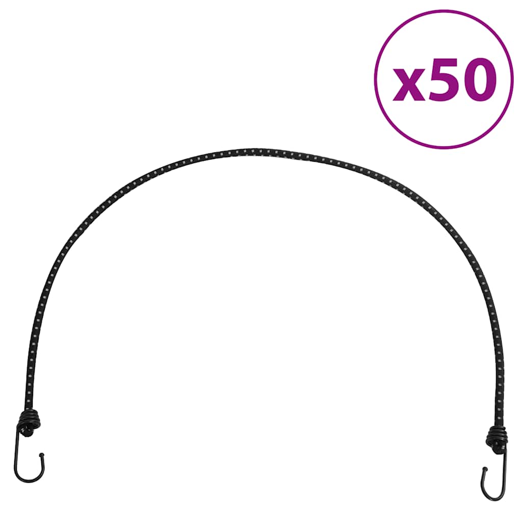 vidaXL Cordas elásticas c/ faixas refletoras e ganchos 50 pcs 100 cm