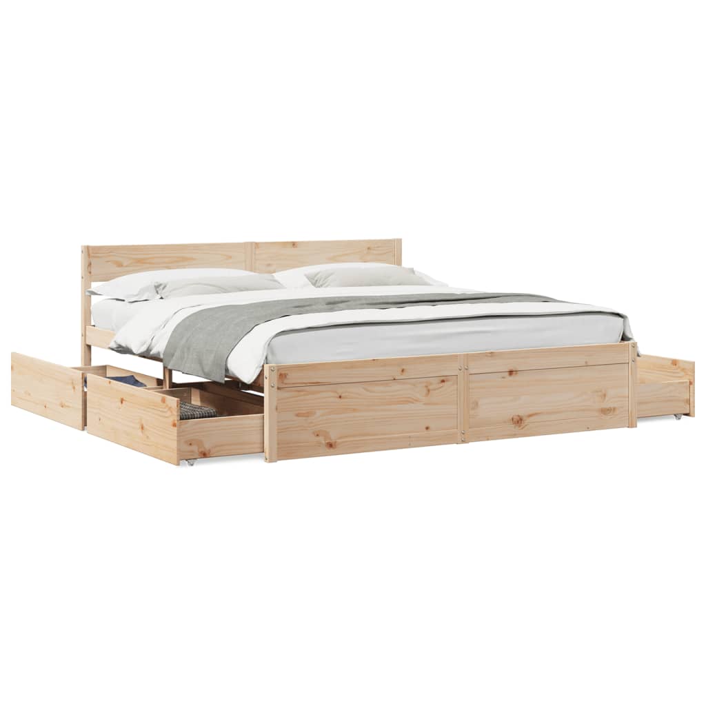 vidaXL Cama sem colchão 200x200 cm madeira de pinho maciça