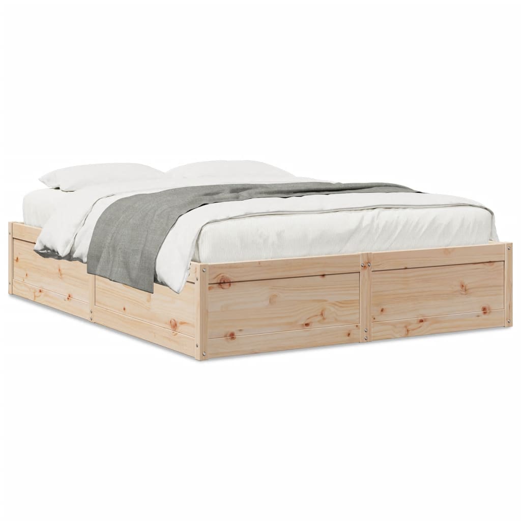 vidaXL Cama sem colchão 140x200 cm madeira de pinho maciça