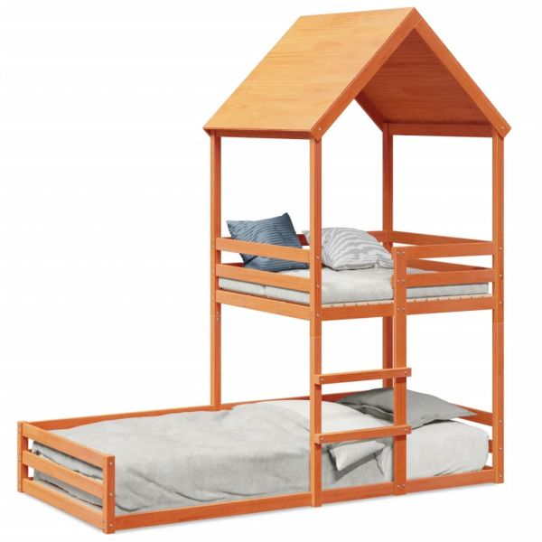 vidaXL Beliche com Telhado 80x200 cm Pinho Maciço Castanho-mel - 657999172
