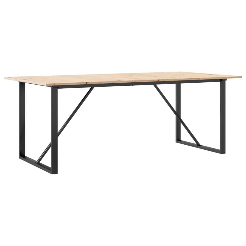 vidaXL Mesa de jantar estrutura em O 200x100x75 cm pinho/aço