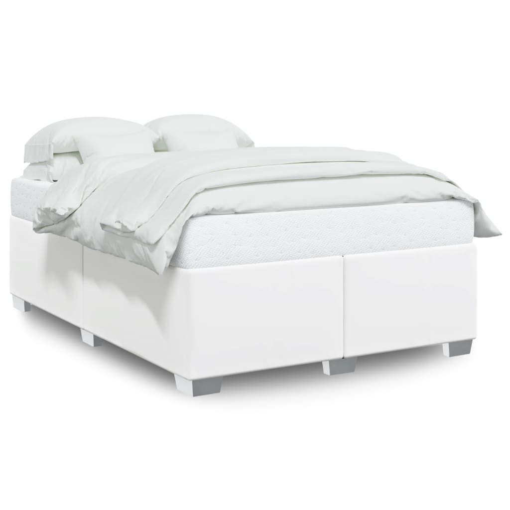 vidaXL Estrutura de cama 140x190 cm couro artificial branco