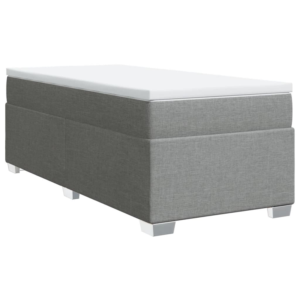 vidaXL Cama com molas/colchão 90x200 cm tecido cinza-claro