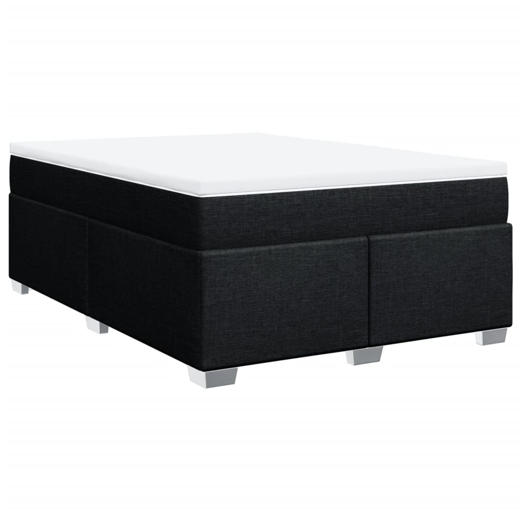 vidaXL Cama com molas/colchão 140x200 cm tecido preto