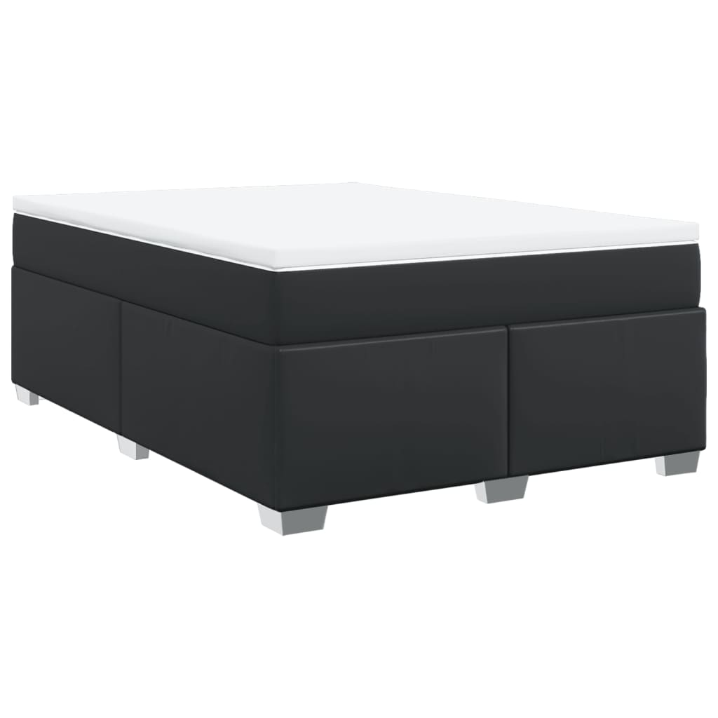 vidaXL Cama com molas/colchão 160x200 cm couro artificial preto