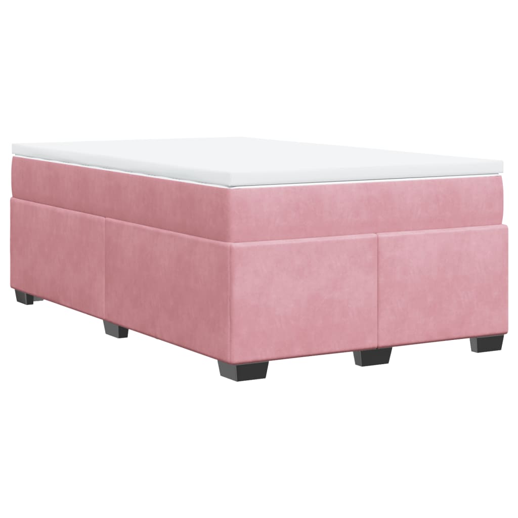 vidaXL Cama boxspring com colchão 120x190 cm veludo rosa