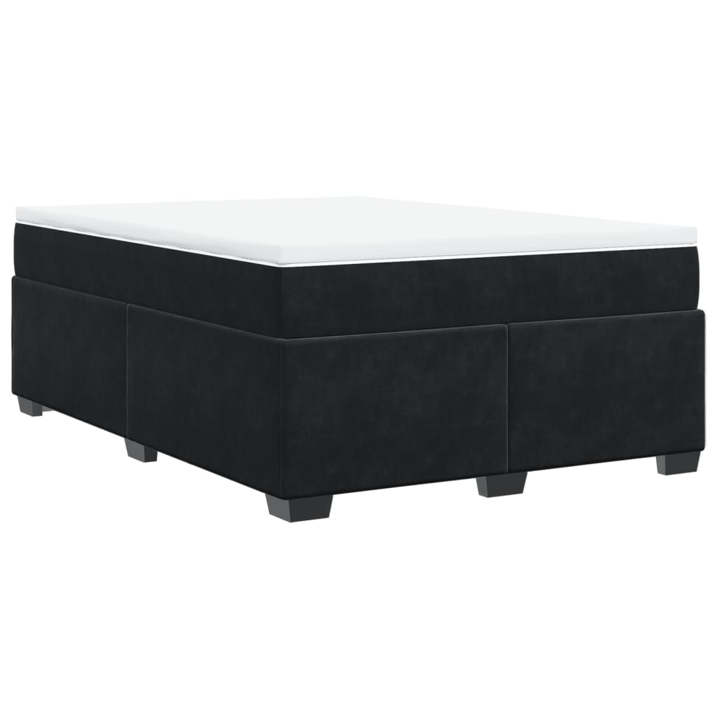 vidaXL Cama com molas/colchão 140x190 cm veludo preto