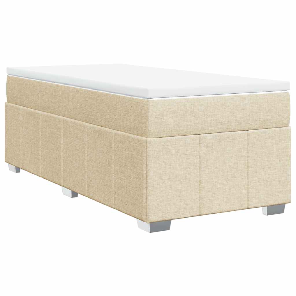 vidaXL Cama com molas/colchão 100x200 cm tecido cor creme