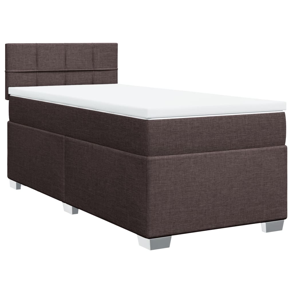 vidaXL Cama com molas/colchão 90x200 cm tecido castanho-escuro