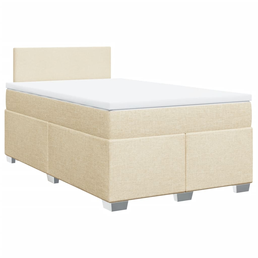 vidaXL Cama com molas/colchão 120x200 cm tecido cor creme