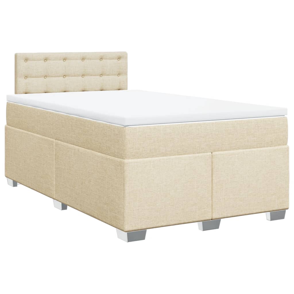 vidaXL Cama com molas/colchão 120x200 cm tecido cor creme
