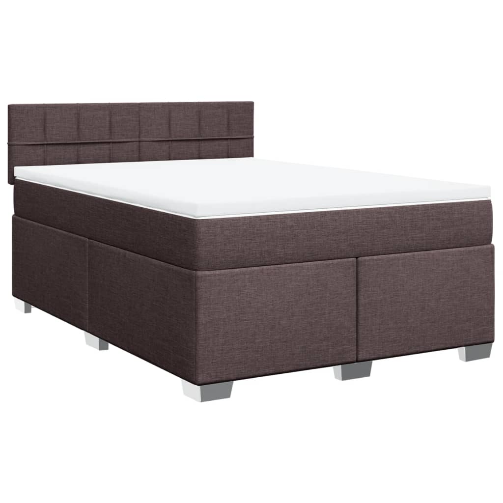 vidaXL Cama com molas/colchão 140x200 cm tecido castanho-escuro