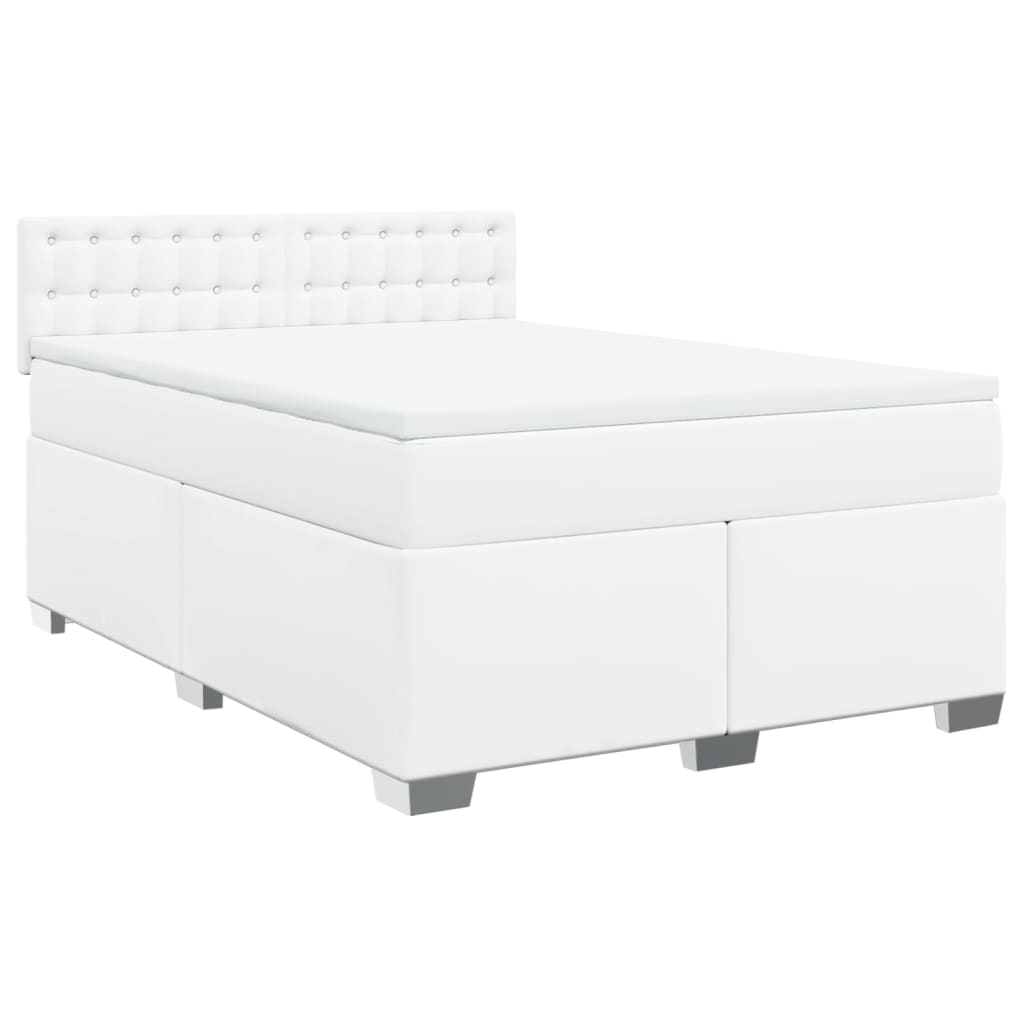 vidaXL Cama com molas/colchão 160x200 cm couro artificial branco