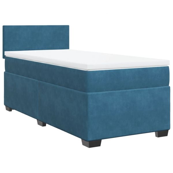 vidaXL Cama com Molas/colchão 90x190 cm Veludo Azul-escuro - 3317827498