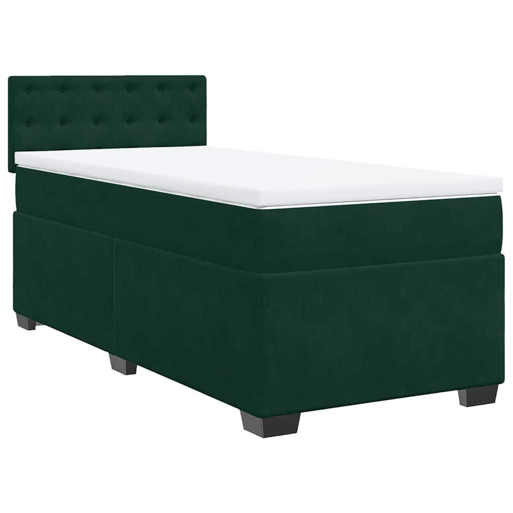 vidaXL Cama com molas/colchão 90x190 cm veludo verde-escuro