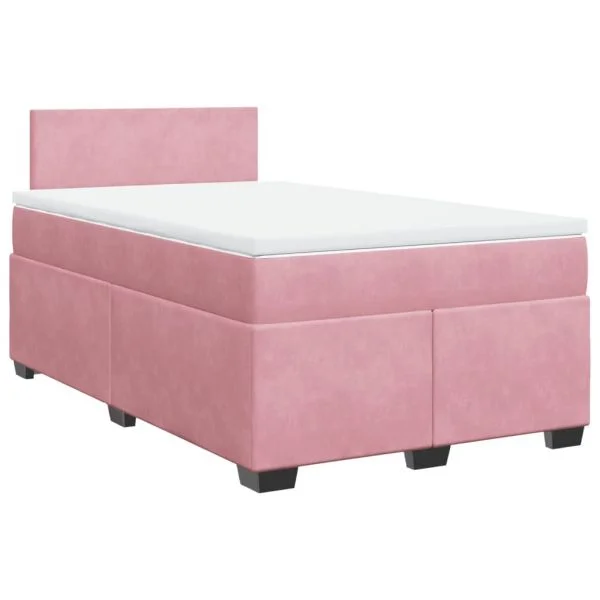 vidaXL Cama Boxspring com Colchão 120x190 cm Veludo Rosa - 3944977924