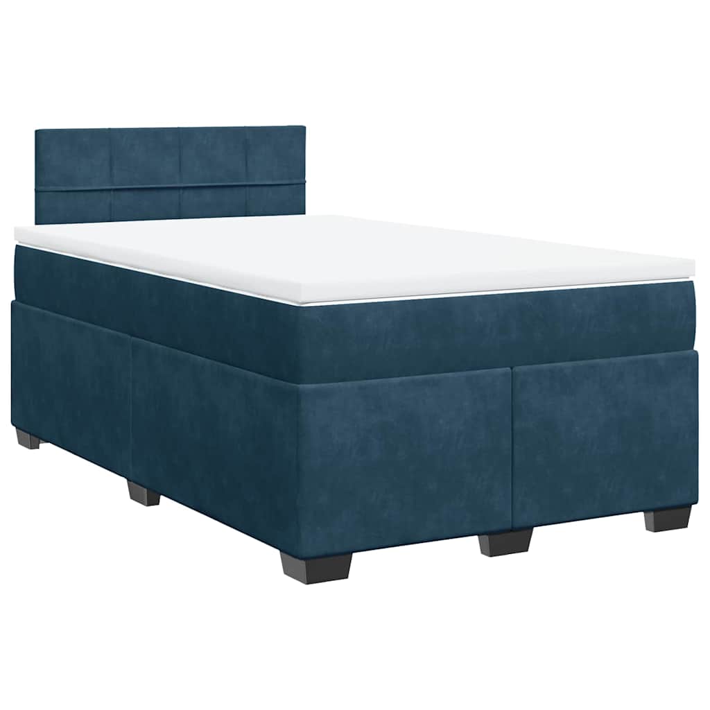 vidaXL Cama boxspring com colchão 120x190 cm veludo azul-escuro