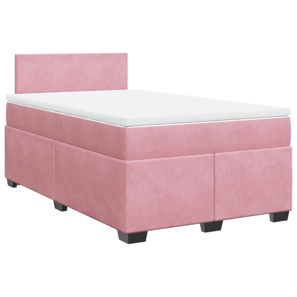 vidaXL Cama boxspring com colchão 120x200 cm veludo rosa