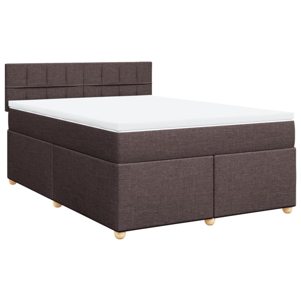 vidaXL Cama com molas/colchão 140x200 cm tecido castanho-escuro