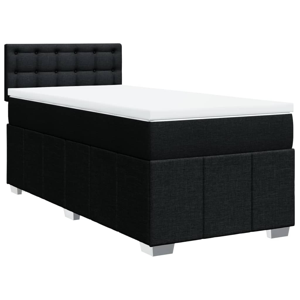 vidaXL Cama com molas/colchão 90x190 cm tecido preto