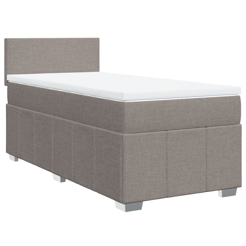 vidaXL Cama com molas/colchão 90x200 cm tecido castanho-acinzentado