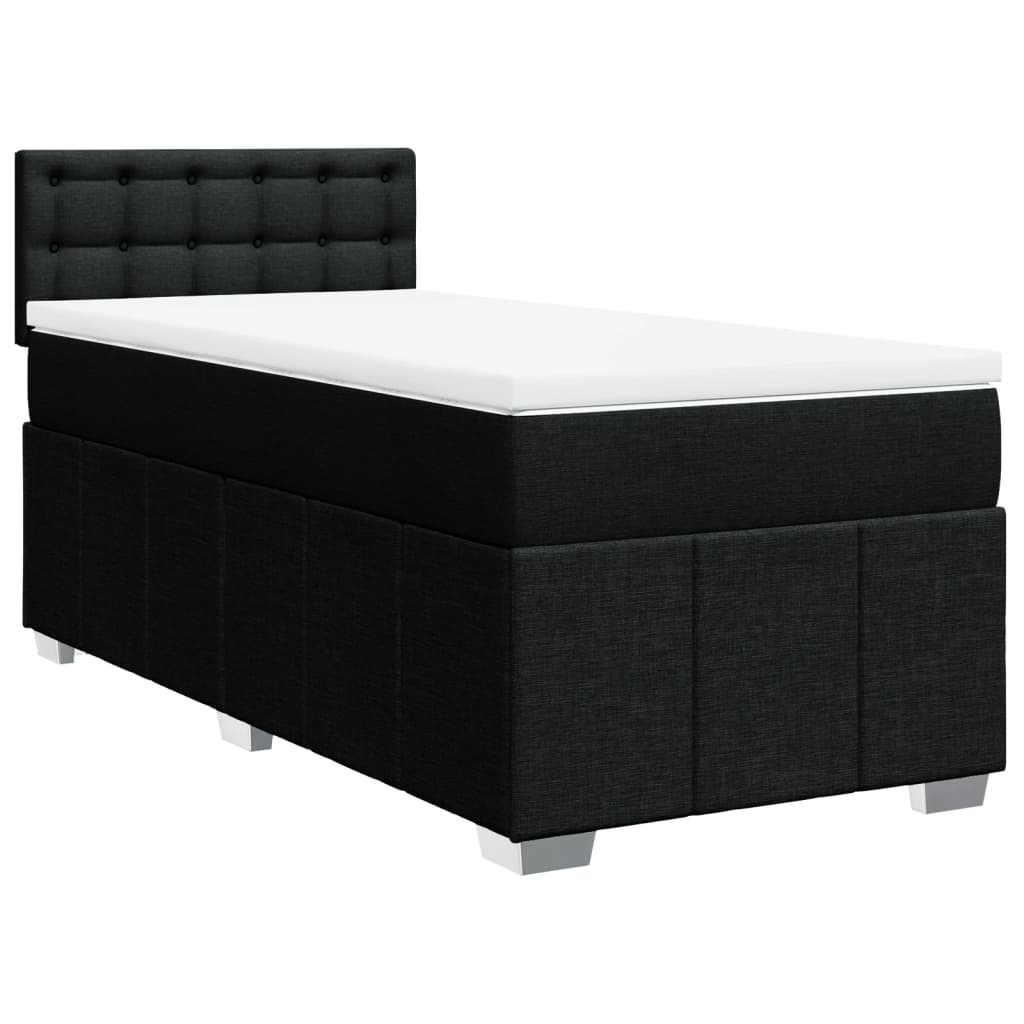 vidaXL Cama com molas/colchão 90x200 cm tecido preto