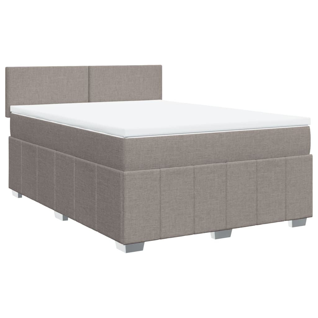vidaXL Cama com molas/colchão 140x200 cm tecido castanho-acinzentado