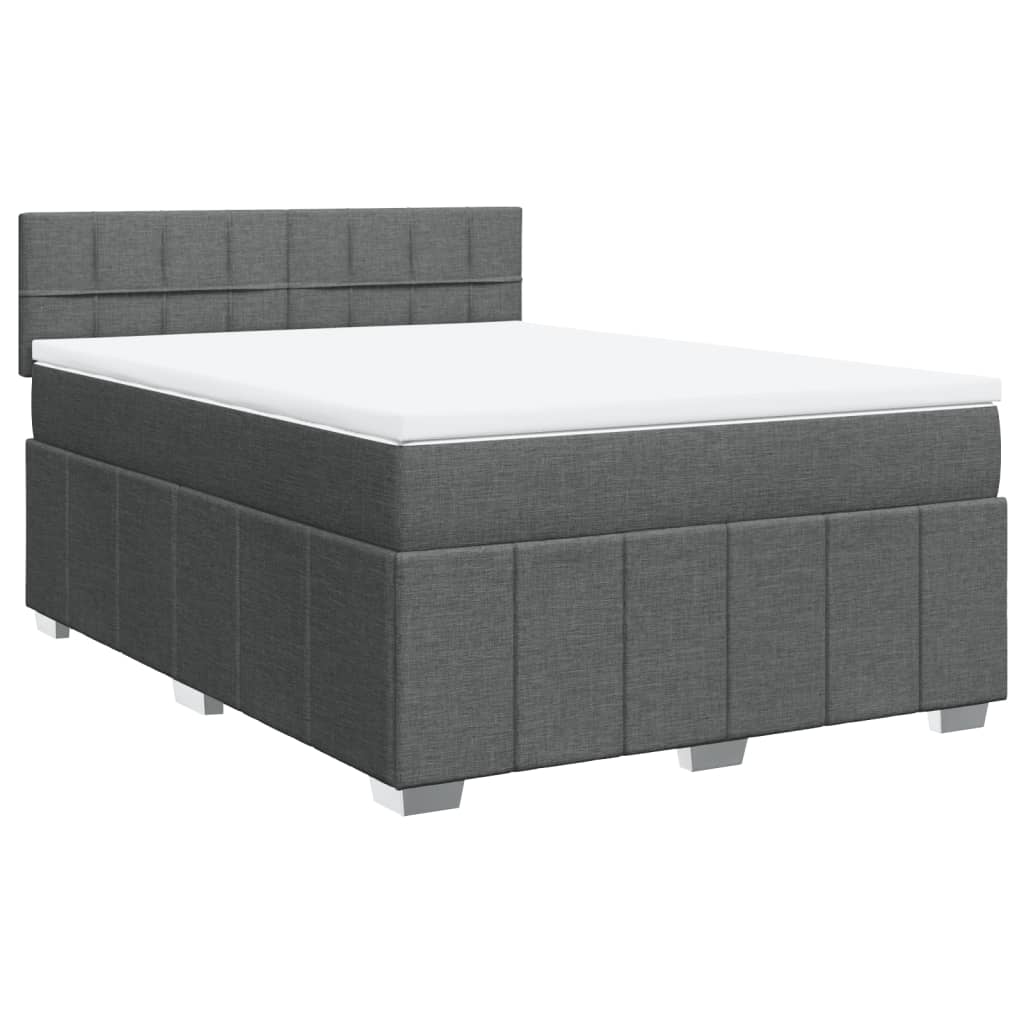 vidaXL Cama com molas/colchão 140x200 cm tecido cinzento-escuro