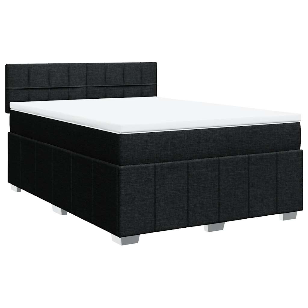 vidaXL Cama com molas/colchão 140x200 cm tecido preto