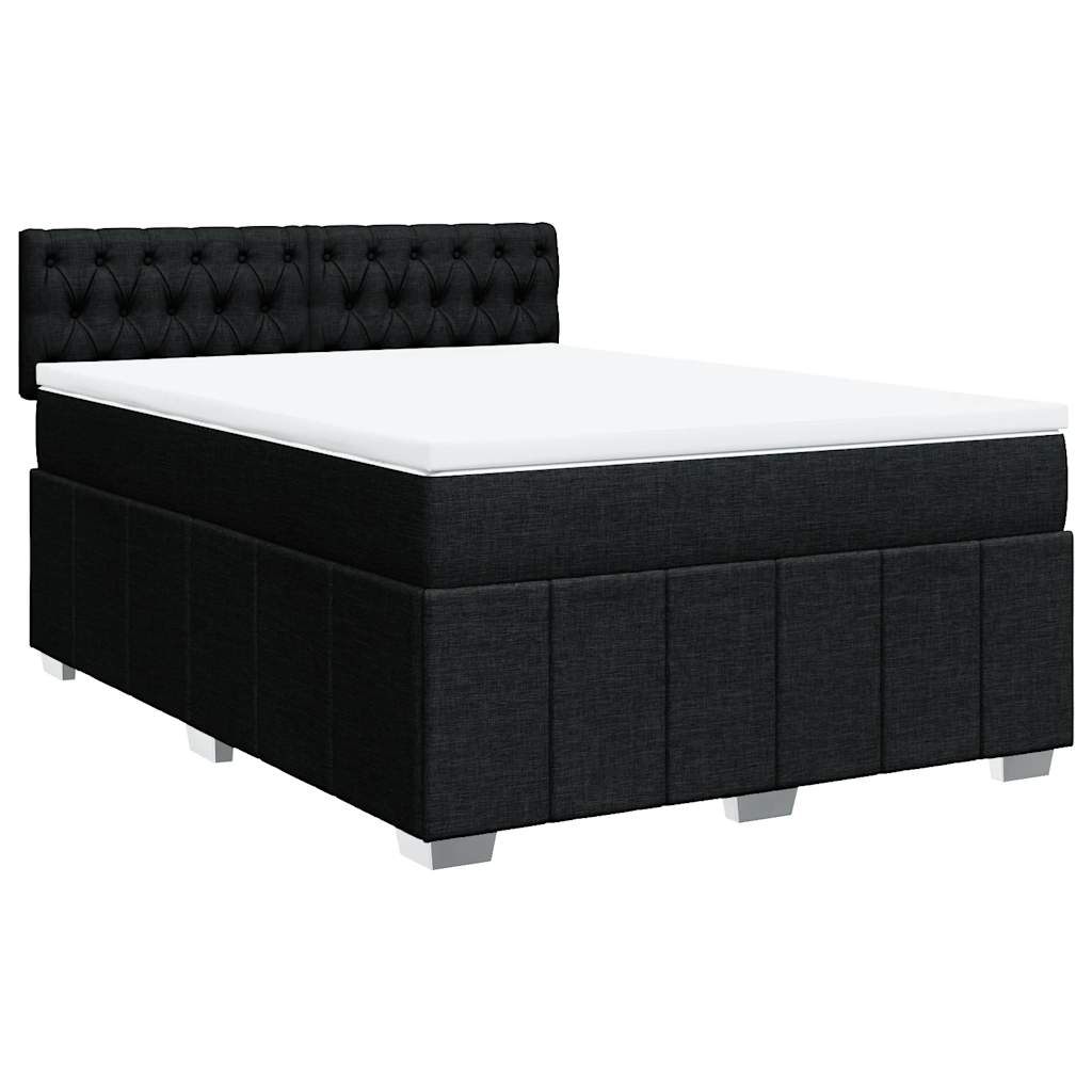 vidaXL Cama com molas/colchão 140x200 cm tecido preto