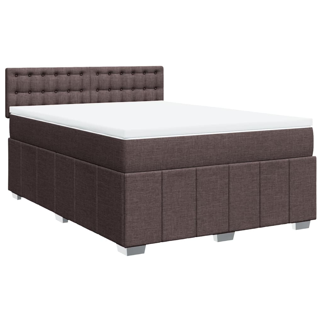 vidaXL Cama com molas/colchão 140x200 cm tecido castanho-escuro