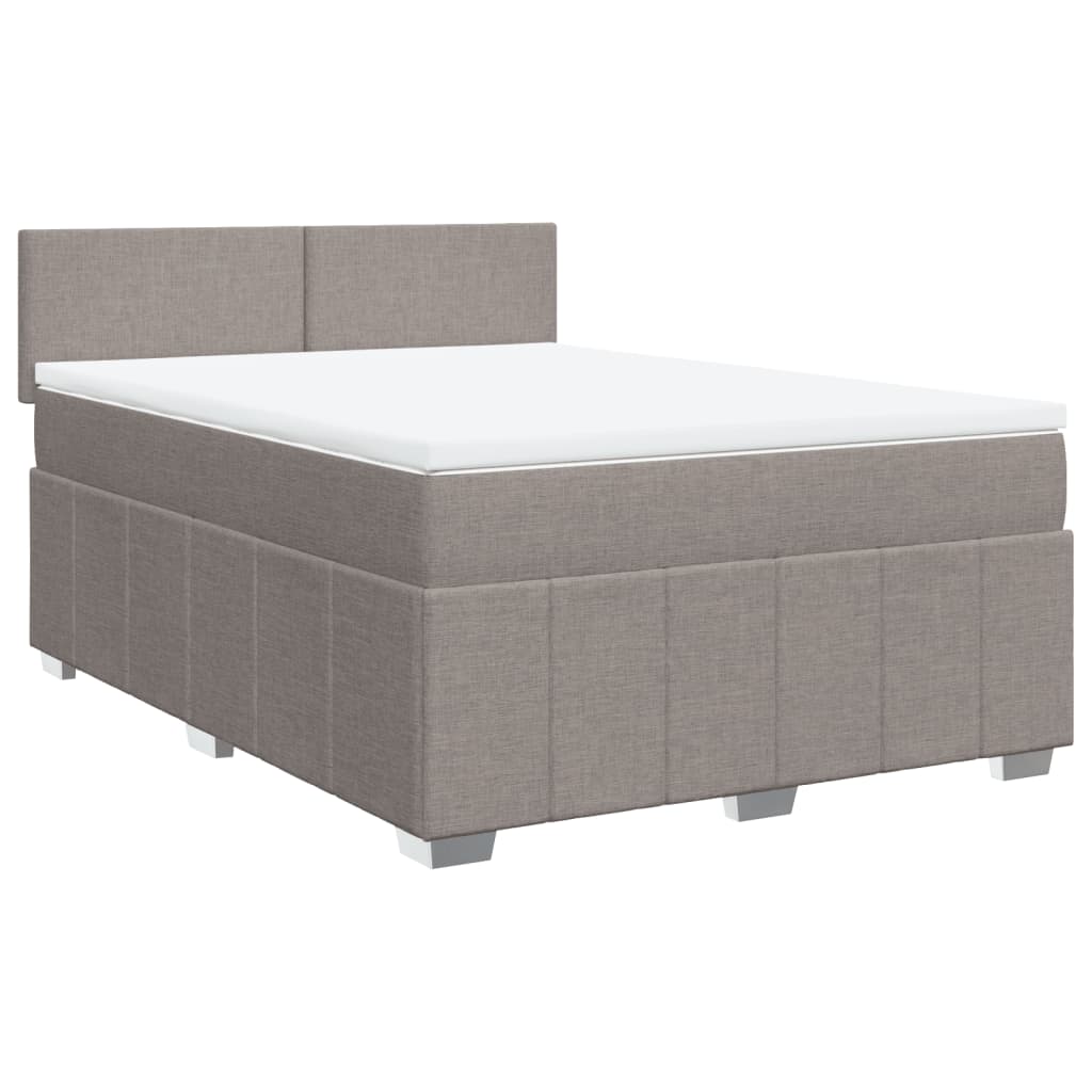 vidaXL Cama com molas/colchão 160x200 cm tecido castanho-acinzentado
