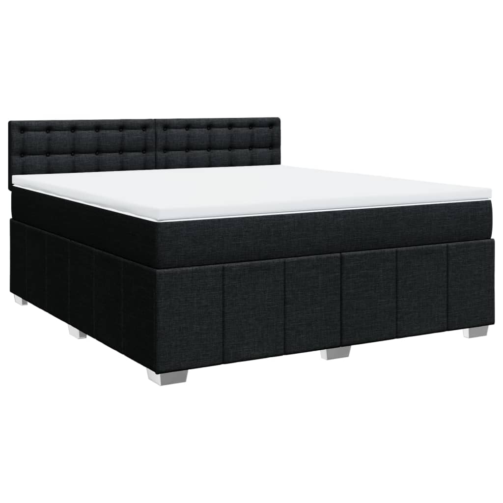 vidaXL Cama com molas/colchão 180x200 cm tecido preto