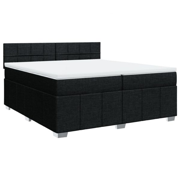 vidaXL Cama com Molas/colchão 200x200 cm Tecido Preto - 1676619194