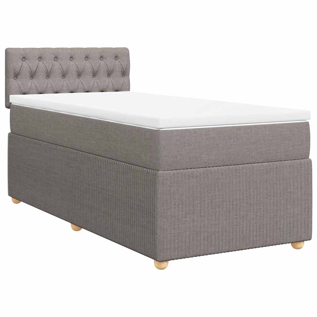 vidaXL Cama com molas/colchão 90x190 cm tecido castanho-acinzentado