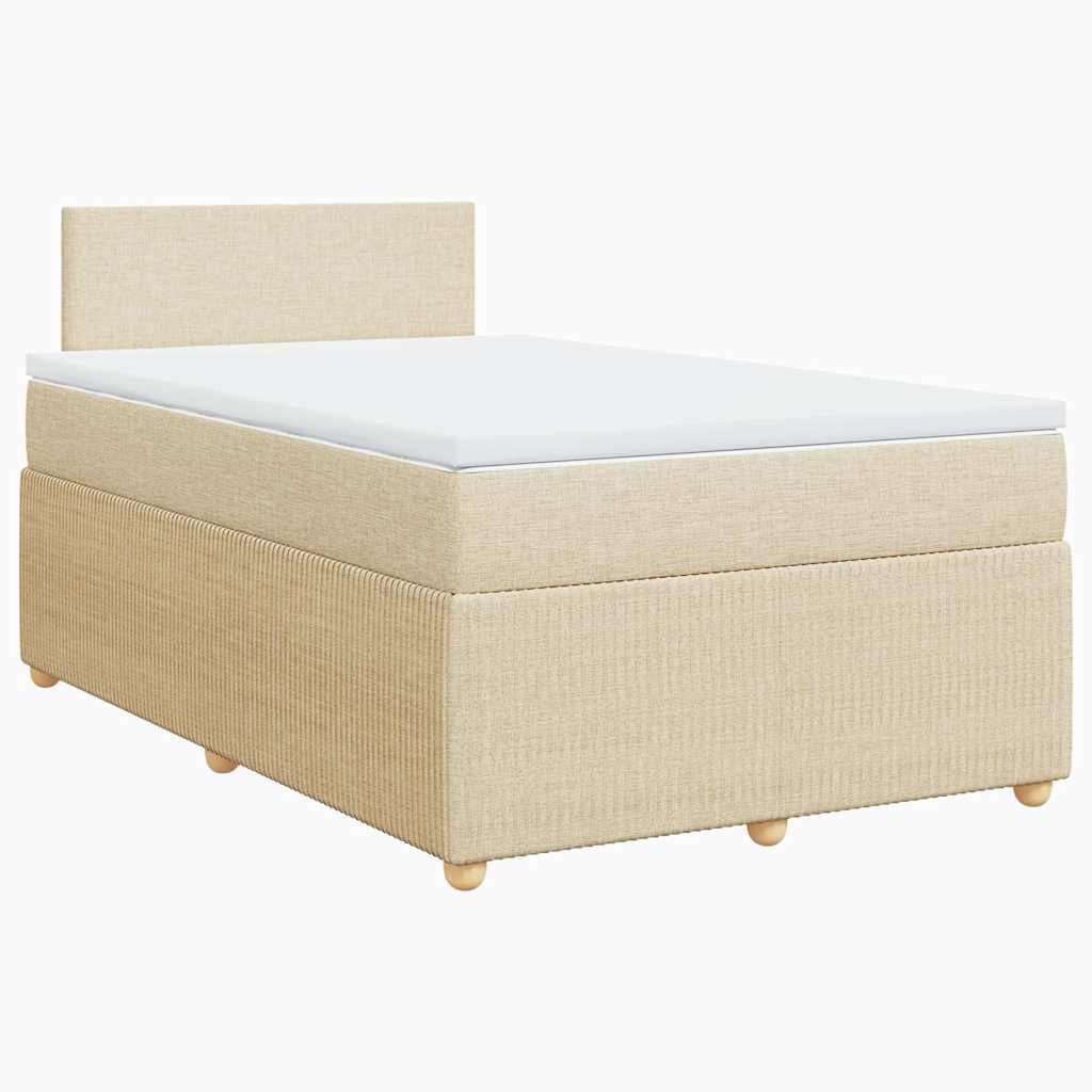 vidaXL Cama boxspring com colchão 120x190 cm tecido cor creme