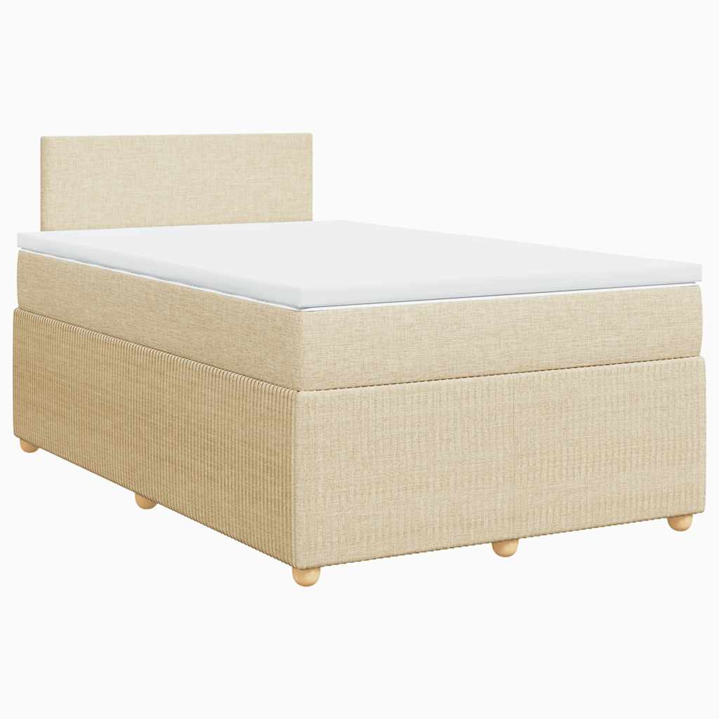 vidaXL Cama com molas/colchão 120x200 cm tecido cor creme