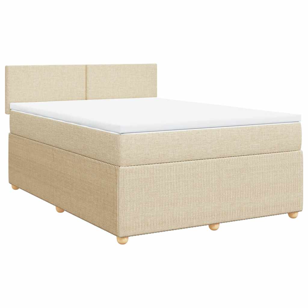 vidaXL Cama com molas/colchão 140x190 cm tecido cor creme