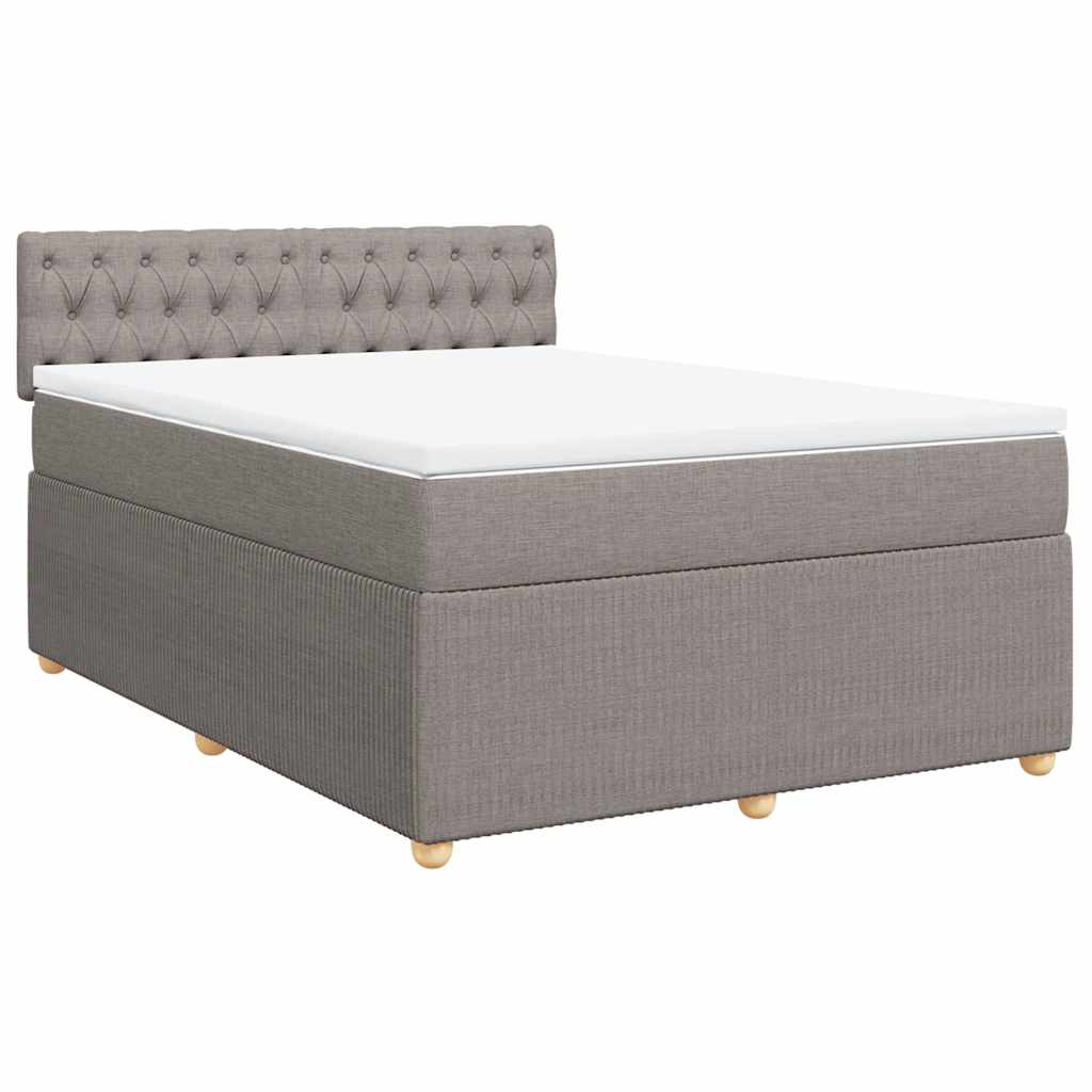 vidaXL Cama com molas/colchão 140x200 cm tecido castanho-acinzentado