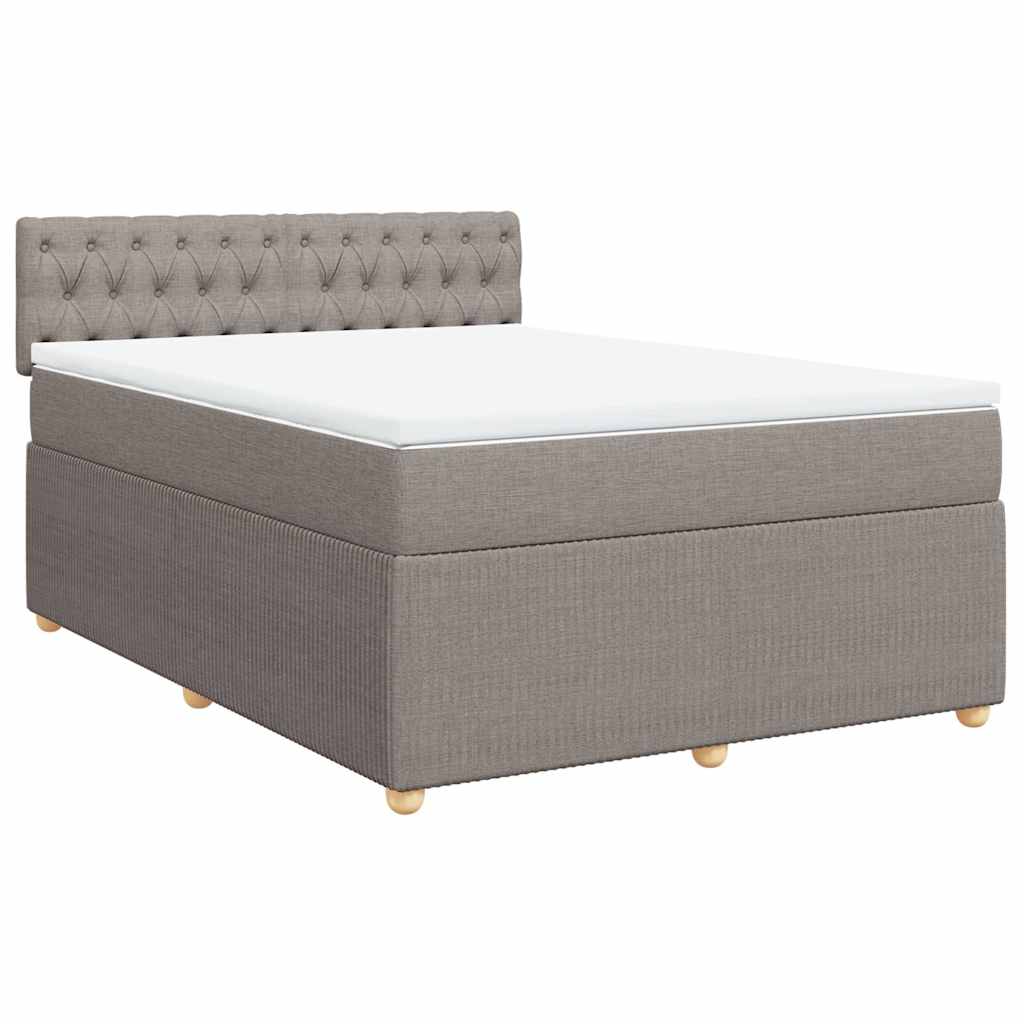 vidaXL Cama com molas/colchão 160x200 cm tecido castanho-acinzentado