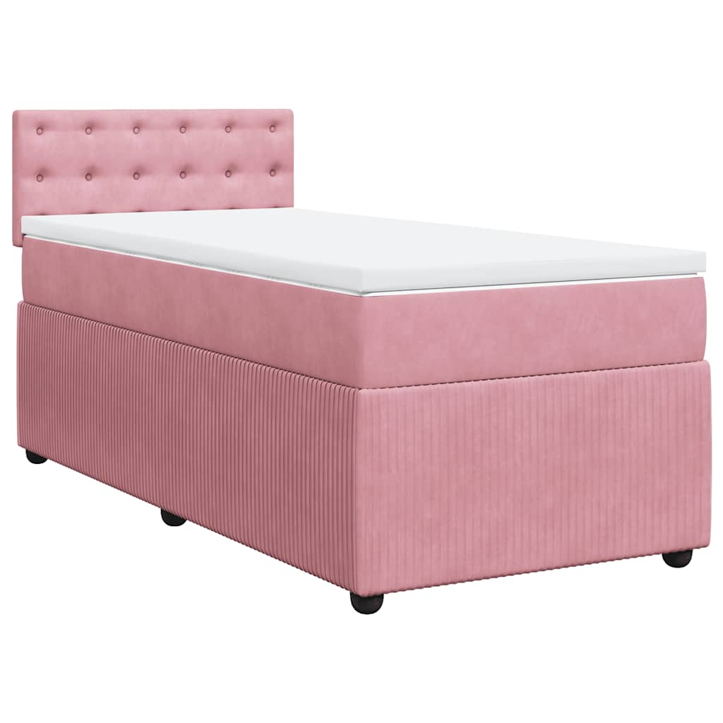 vidaXL Cama com molas/colchão 90x200 cm veludo rosa