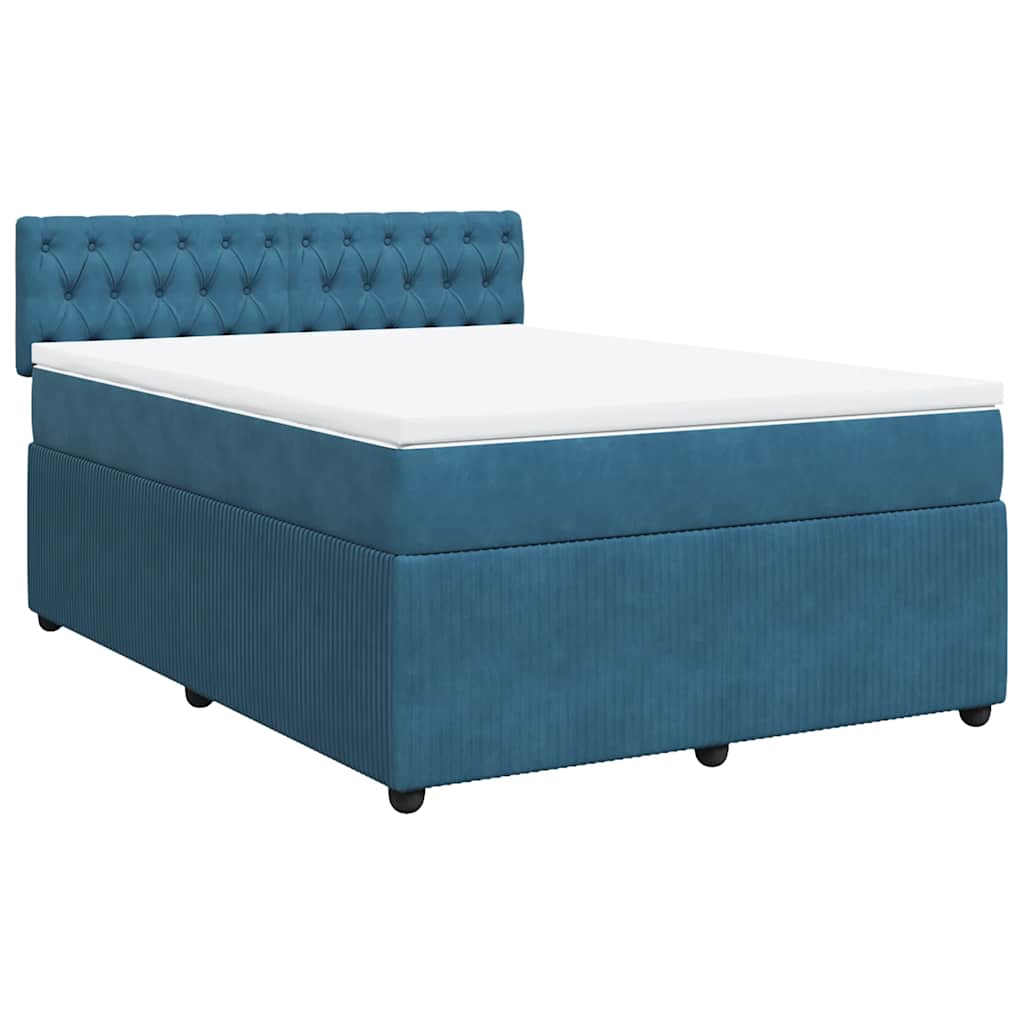 vidaXL Cama com molas/colchão 160x200 cm veludo azul